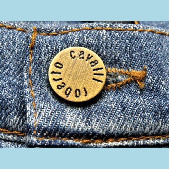 Roberto Cavalli Blue Jeans Velvet  Italy 30/31 Top - Picture 6 of 8